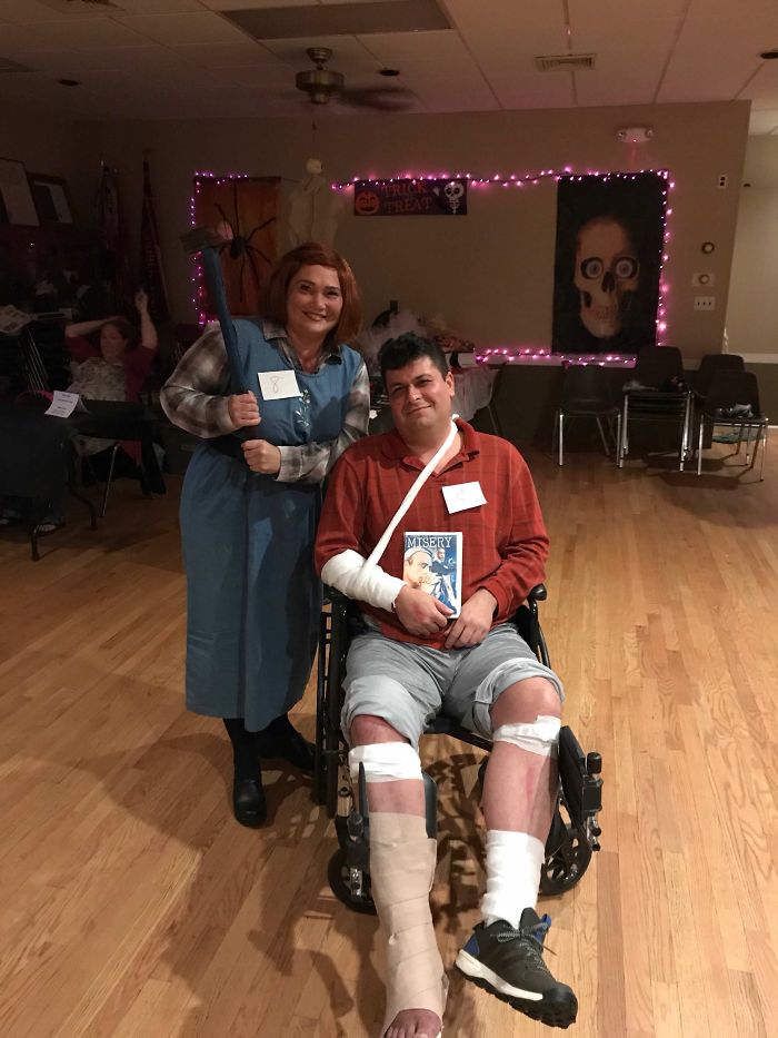My Mom And Her Boyfriend, He Broke His Foot And They Used It To Their Advantage For Halloween