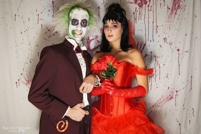 I Now Pronounce You Man And Wi....ahh! Beetlejuice And Lydia Wedding Costumes For Halloween