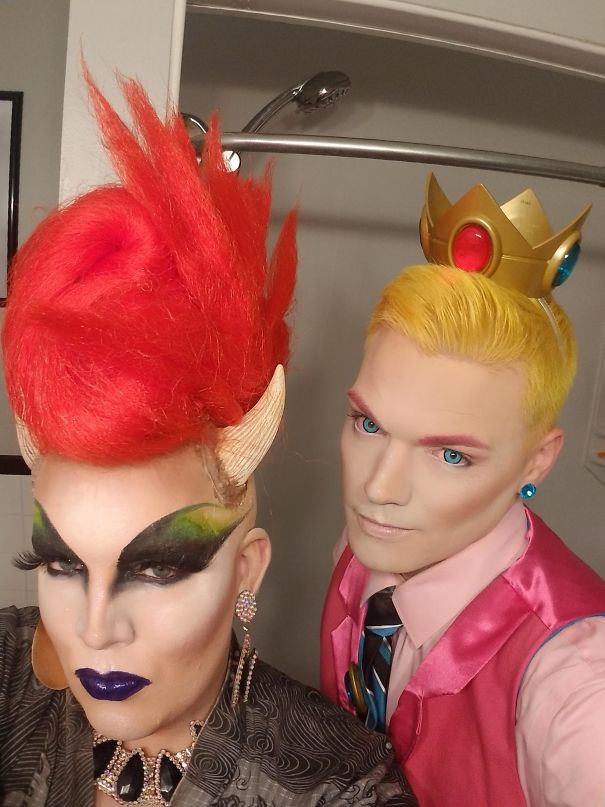 My Husband And I Decided To Mix Up The Usual Mario Costumes! Introducing Drag Queen Bowser And Prince Peach