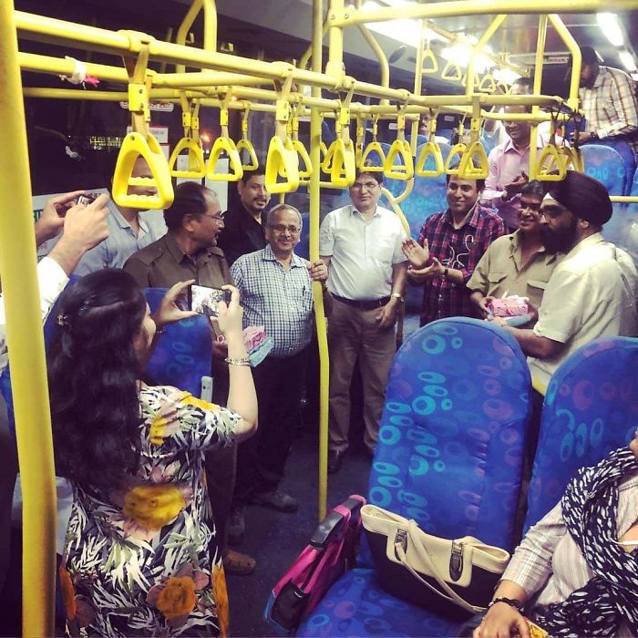 My Father Has Been Taking The Same Bus To Work And Back For 5 Years. Today, All The Regular Commuters Gave A Farewell To The Bus Conductor On His Last Day
