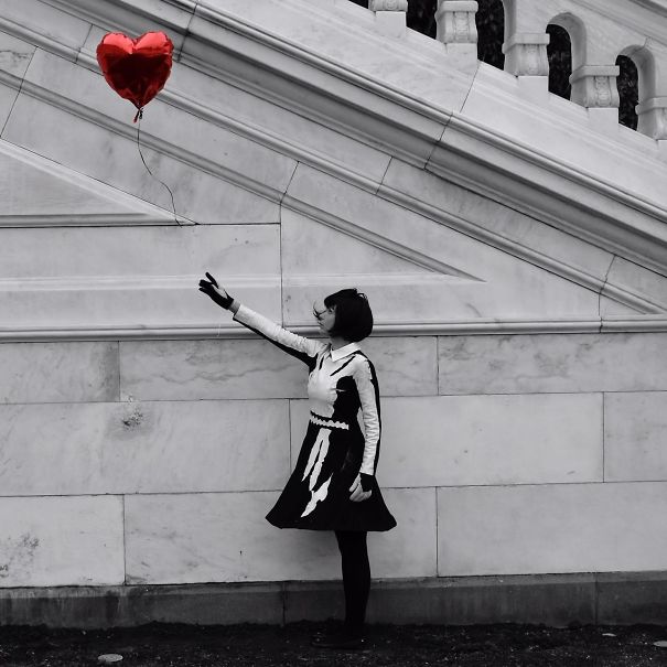 Friend Of Mine Went As Banksy's "Balloon Girl" For Halloween. Decided To Snap This Photo