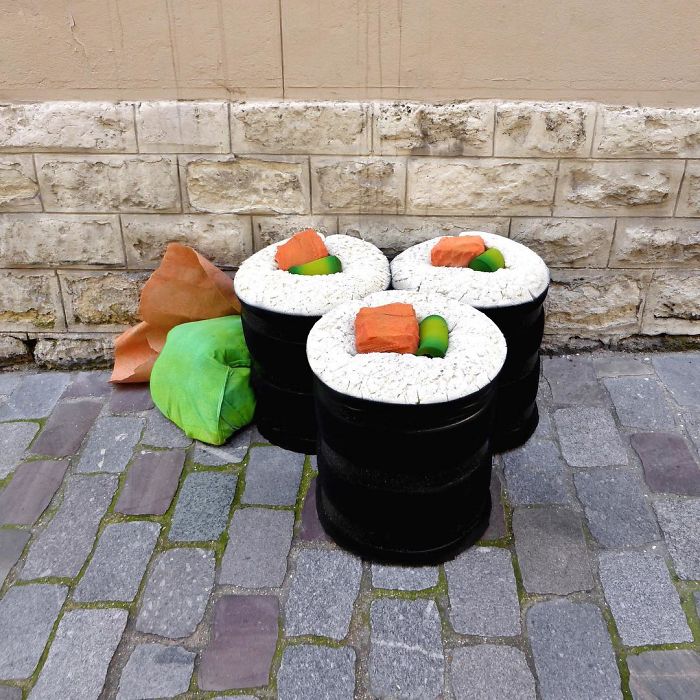 Artist Turns Abandoned Mattresses Into Food Sculptures