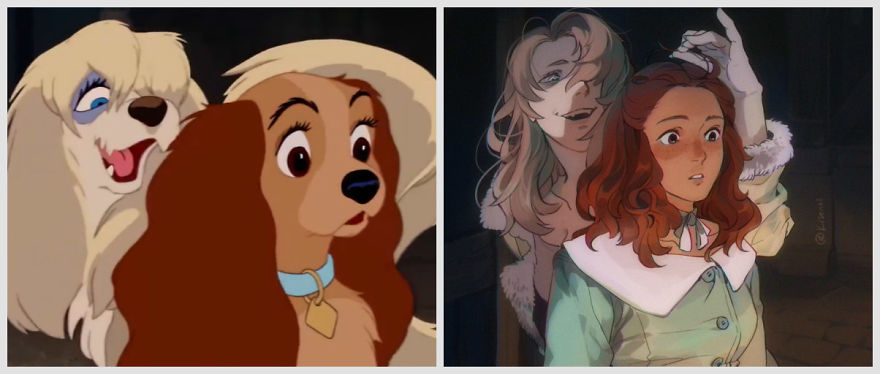 Artists Redesigned The Scene From The Movie 'Lady And The Tramp' As An Anime And The Internet Loved It Artists Redesigned The Scene From The Movie 'Lady And The Tramp' As An Anime And The Internet Loved It