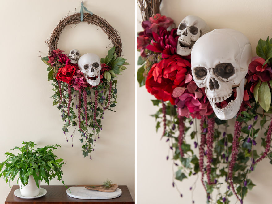 Bones & Blooms Halloween Wreath