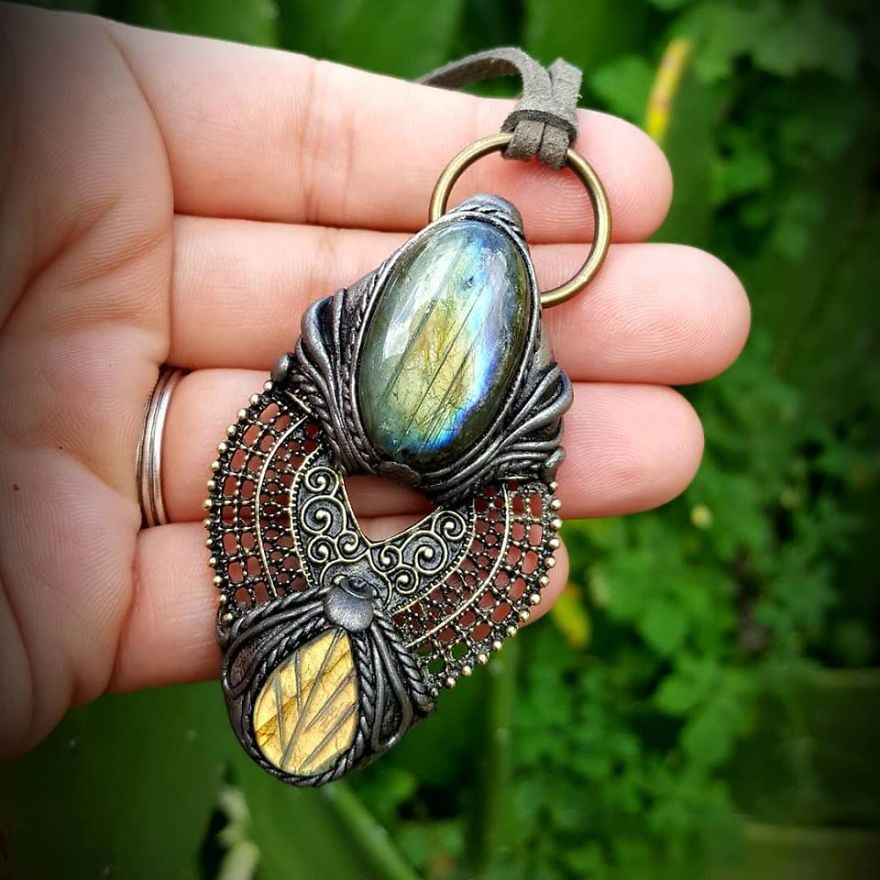 Clay Artist Turns Healing Crystals And Clay Into Stunning Pieces Of Wearable Artwork!