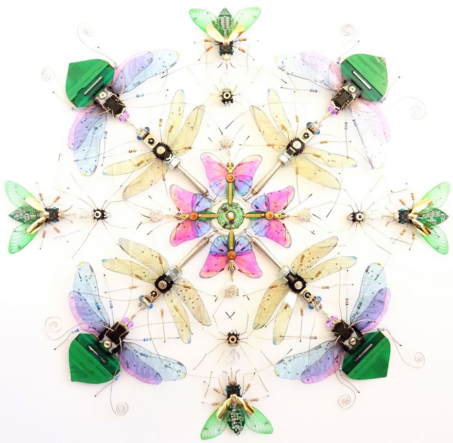 Computer Component And Circuit Board Insect Mandalas