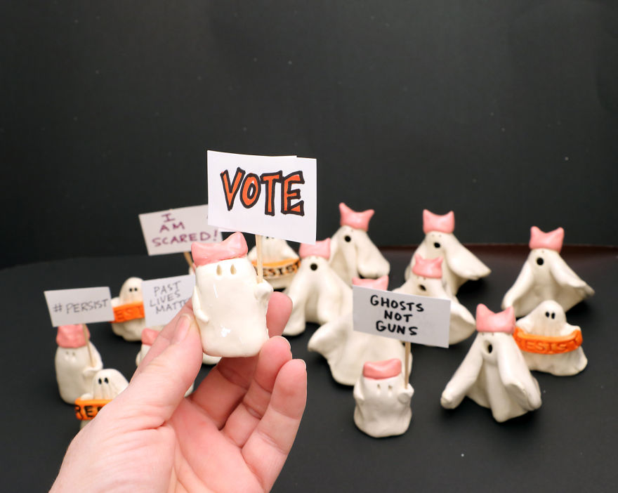 I Made My Own Protest March Made Of Miniature Ghosts