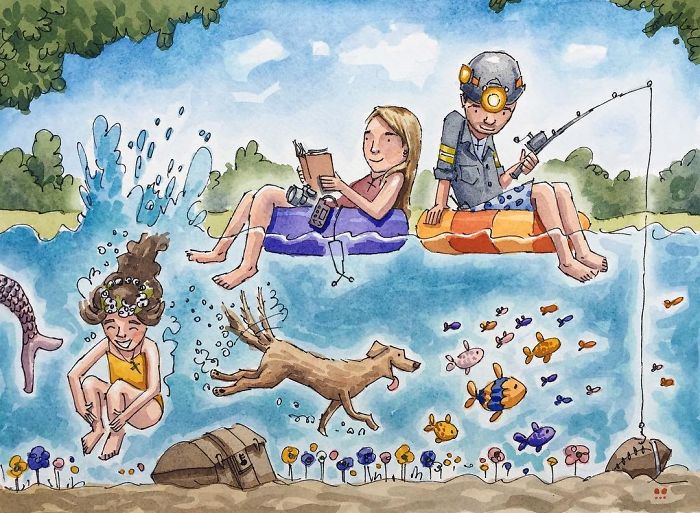 I Created A Watercolor Illustration For My Family's Baby Announcement, And Years Later Custom Illustrations Are My Business
