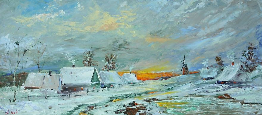 Winter In The Village. Ukraine