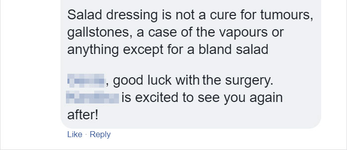 Internet User Waiting For Tumor Surgery Gets Advice From Alternative Medicine Advocate, But Someone Shuts It Down