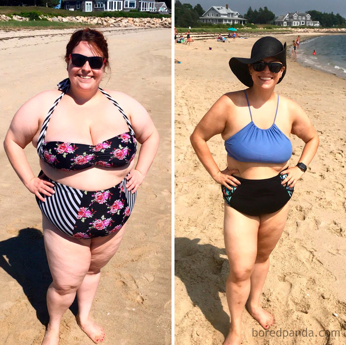 Lost 100 Lbs In 19 Months. Same Beach, Same Girl, Different Life. 2 Years Between Pics