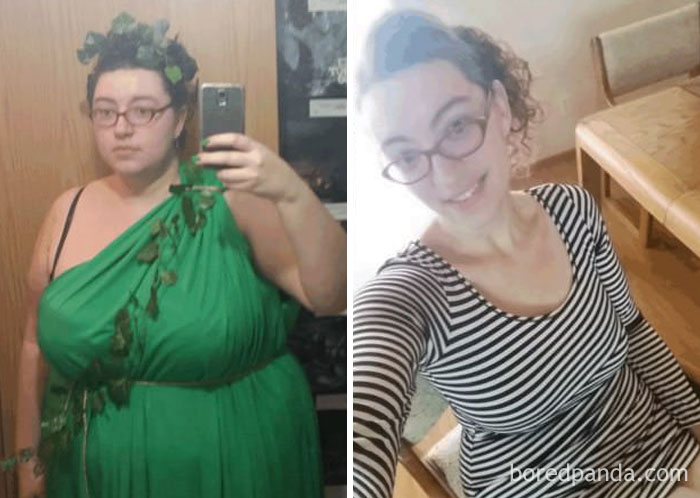 Left: Me Getting Ready For A Halloween Party In 2015, Over 300 Lbs And The Most Depressed I Have Ever Been. Right: Me Just Before Halloween In 2017, Happier Than Maybe I've Ever Been