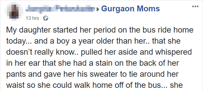 "My Daughter Started Her Period On The Bus Today. If You Are This Boy's Mom I Want To Say Thank You"