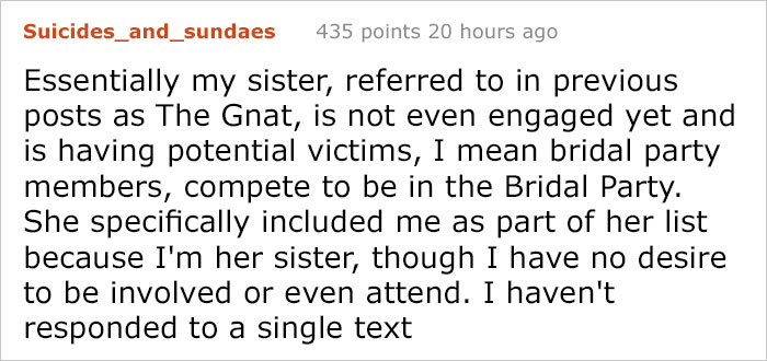 Sister Was So Horrified By This Bride's List Of Demands She Shared Them With The Internet