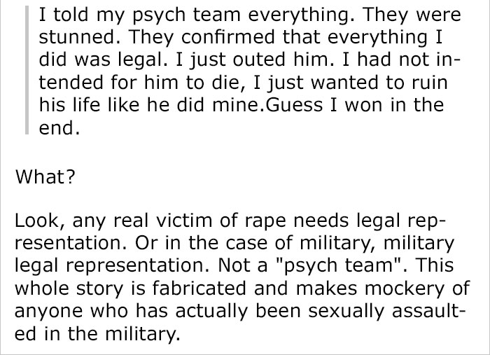 Reddit Post About Person Being Raped While On Military Duty And Getting Revenge Has The Internet Conflicted Reddit Post About Person Being Raped While On Military Duty And Getting Revenge Has The Internet Conflicted