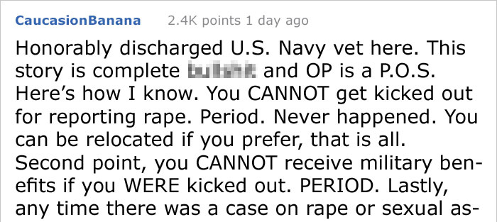 Reddit Post About Person Being Raped While On Military Duty And Getting Revenge Has The Internet Conflicted Reddit Post About Person Being Raped While On Military Duty And Getting Revenge Has The Internet Conflicted