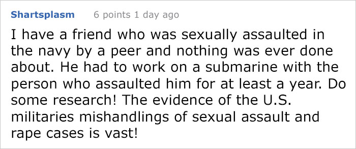 Reddit Post About Person Being Raped While On Military Duty And Getting Revenge Has The Internet Conflicted Reddit Post About Person Being Raped While On Military Duty And Getting Revenge Has The Internet Conflicted