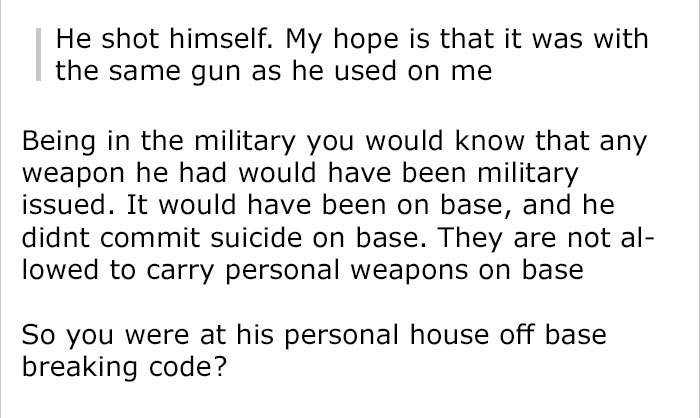 Reddit Post About Person Being Raped While On Military Duty And Getting Revenge Has The Internet Conflicted Reddit Post About Person Being Raped While On Military Duty And Getting Revenge Has The Internet Conflicted