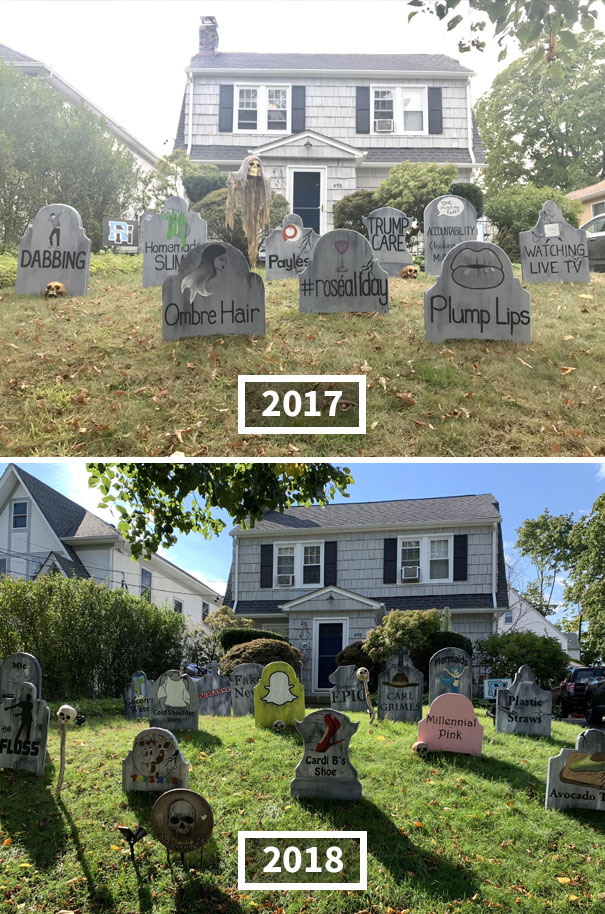 My Neighbor Wins Halloween. Graveyard For Trends That 'Died' In 2017 And 2018