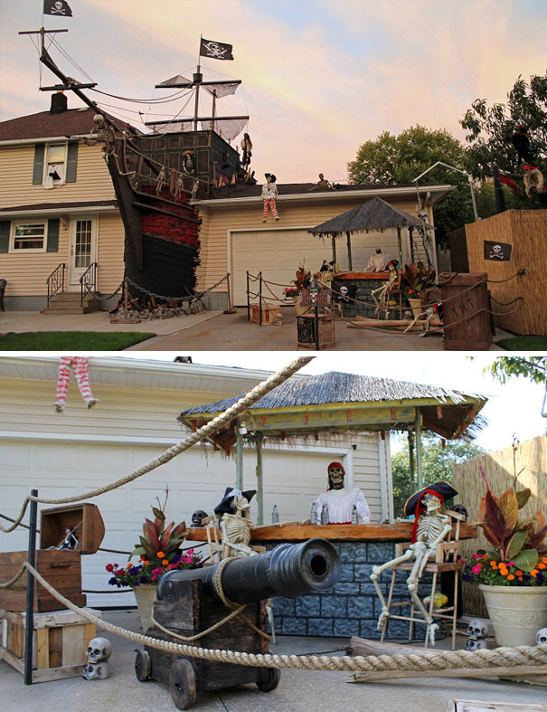 This House With Full-Size Pirate Ship Decoration