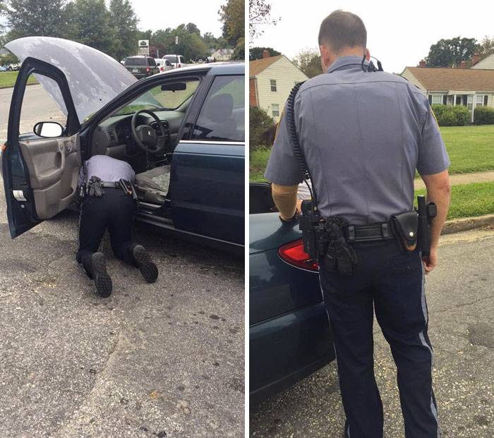 Police Officer Pulls Over Driver With Broken Brake Lights And Proceeds To Fix Them