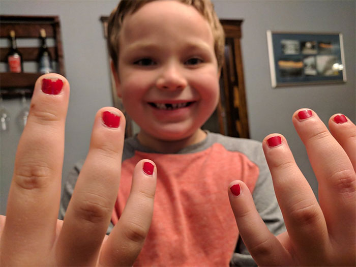 Boy Cries Uncontrollably After Getting Bullied For Wearing Nail Polish, And His Dad's Response Goes Viral