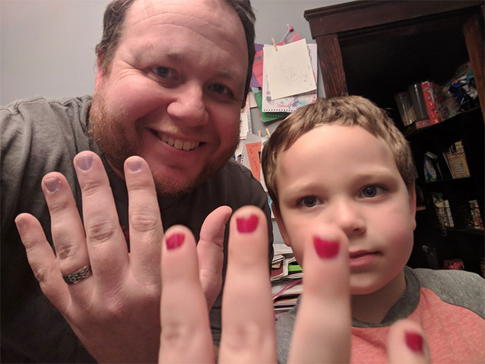 Boy Cries Uncontrollably After Getting Bullied For Wearing Nail Polish, And His Dad's Response Goes Viral