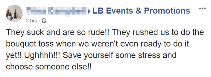 Bride Posts Rude Comment About Event Planning Company So They Reveal All The Details