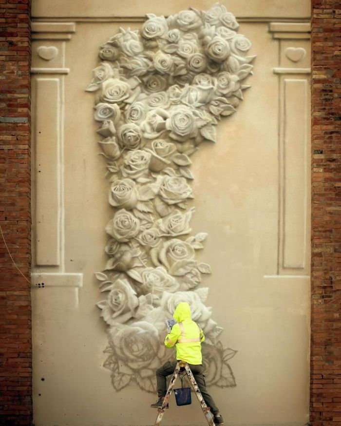 Artist Creates 'Huge' Flower Fist With Just Spray Paint