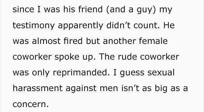 This Guy's Story About A Female Coworker Sexually Harassing A Male Sparks A Debate On Double Standards