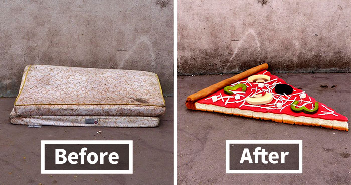 French Street Artist Takes Recycling To Another Level By Transforming Discarded Mattresses Into Delicious Food Sculptures