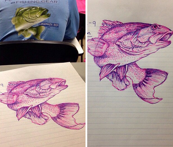 A Girl I Know Got Bored In Class And Drew This Guy's Shirt