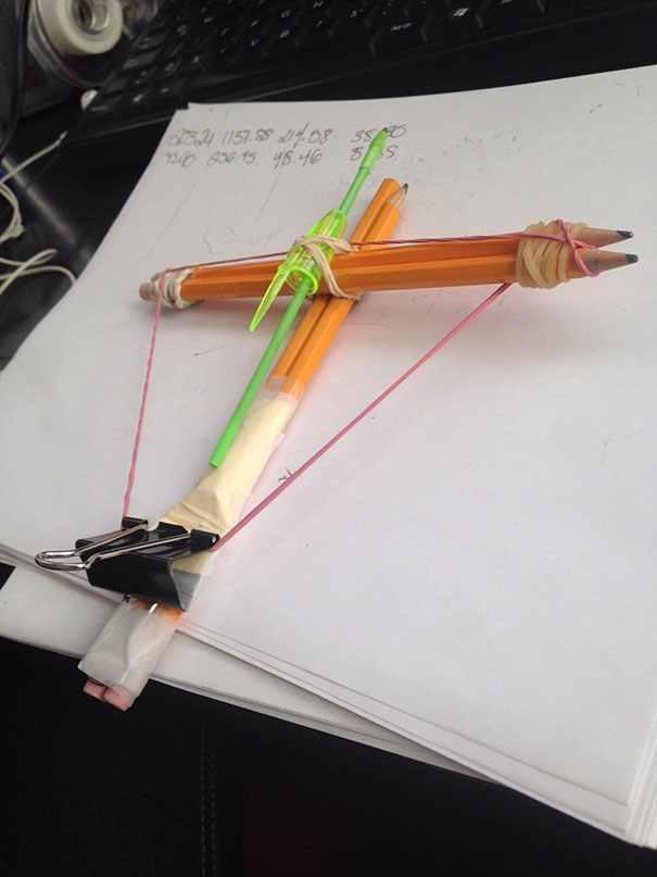 My Girlfriend Was Bored At The Office So She Made The Ultimate Office Crossbow