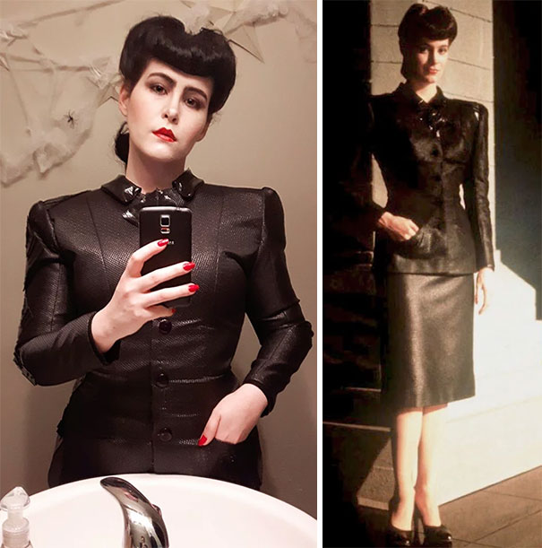I Figured This Year Was Perfect To Finally Become My Favourite Blade Runner Replicant, Rachael. I Used Six Shoulder Pads And A Sheet Of Plastic Canvas To Get The Jacket's Iconic Shape