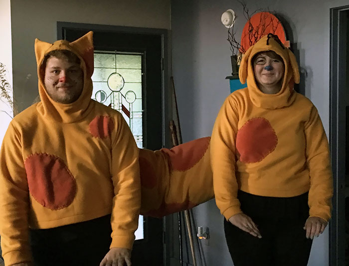 Mine And My Girlfriend's Catdog Halloween Costume. Yes We Are Attached