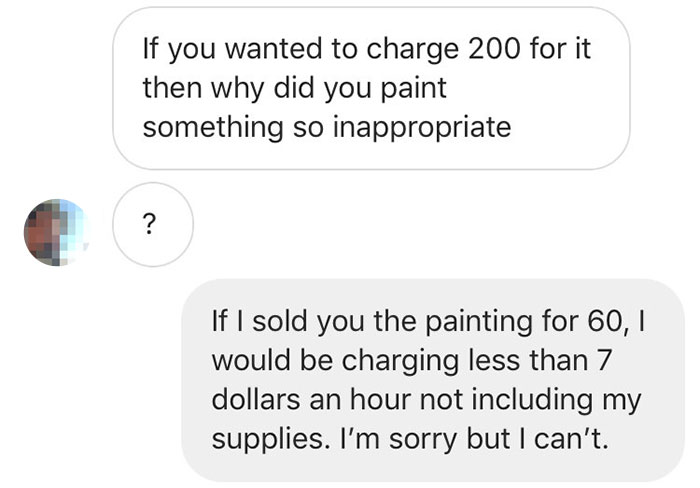 A Client Tried To Lowball This Artist Who Made An 'Inappropriate Painting', So He Shared His Messages Online