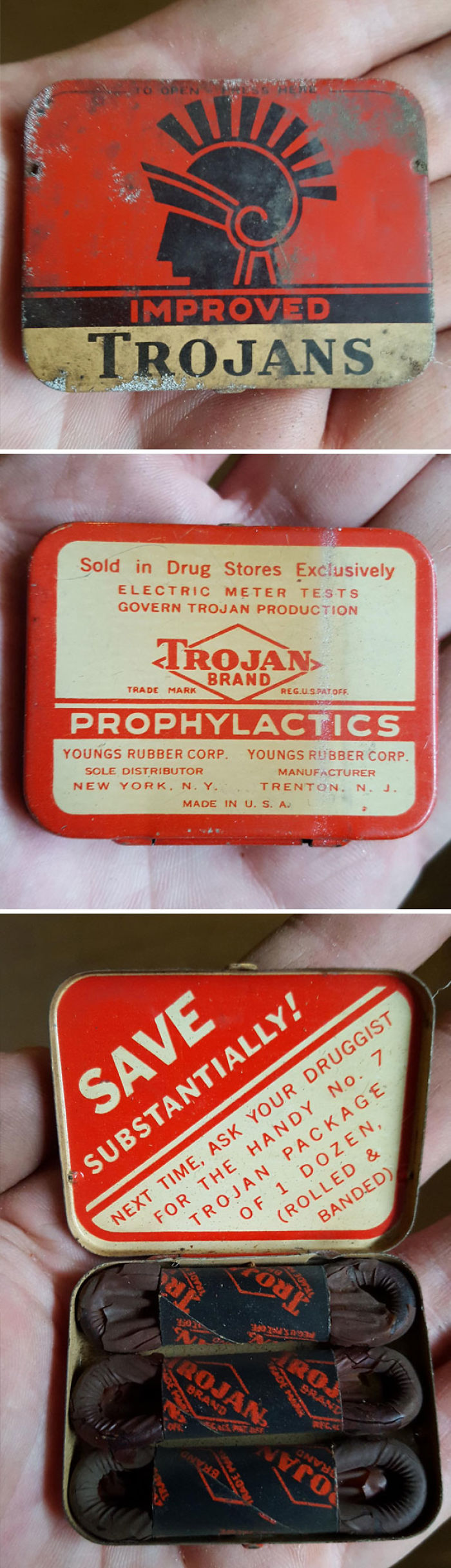 Encontré estos preservativos de hace 60 años en mi sótano
