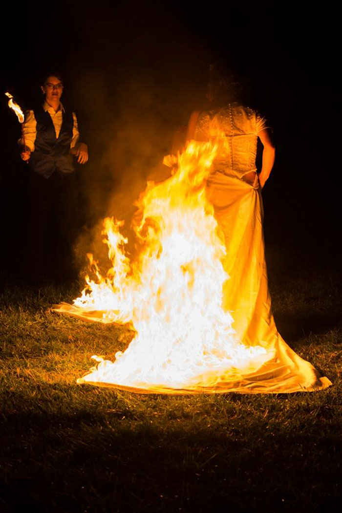 Brides Surprise Their Guests By Setting Their Wedding Dresses On Fire And Then Posing For Some Hot Pics