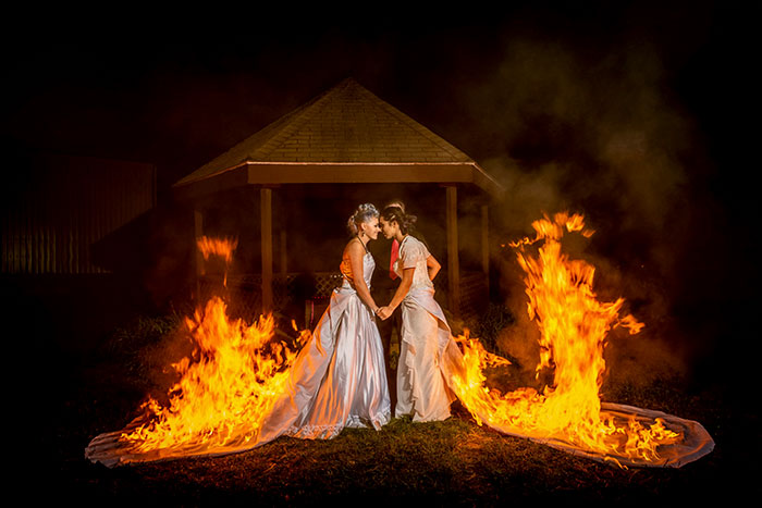 Brides Surprise Their Guests By Setting Their Wedding Dresses On Fire And Then Posing For Some Hot Pics