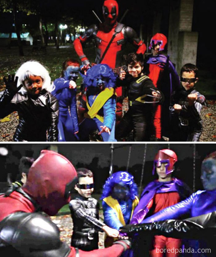 He Showed Up For Some Of His Smaller Fans In Full Costume To Give Them A Kickass Halloween