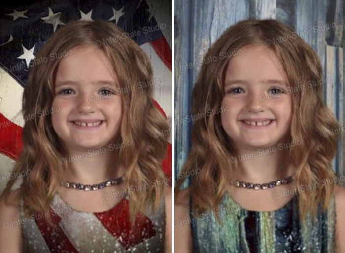 Esta niña decidió vestirse ella misma para las fotos del colegio, pero olvidó que usan una pantalla verde