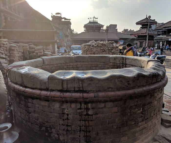A Well-Worn Well In The Ancient City Of Bhaktapur In Nepal