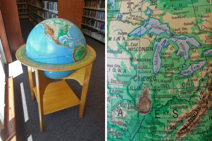 Old Globe In My Hometown Library. You Can More Or Less Guess Where It Is