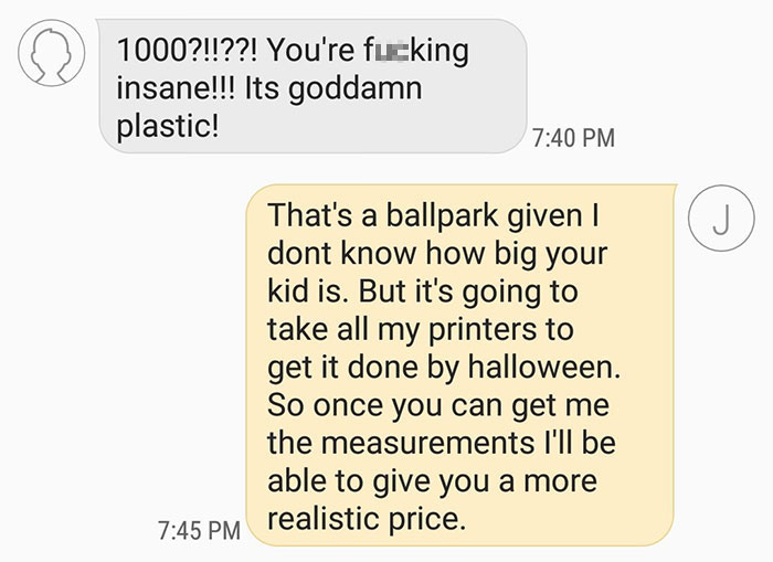 Asshole Client Bullies This Artist To Make A Halloween Costume For His Son Without Paying For His Time