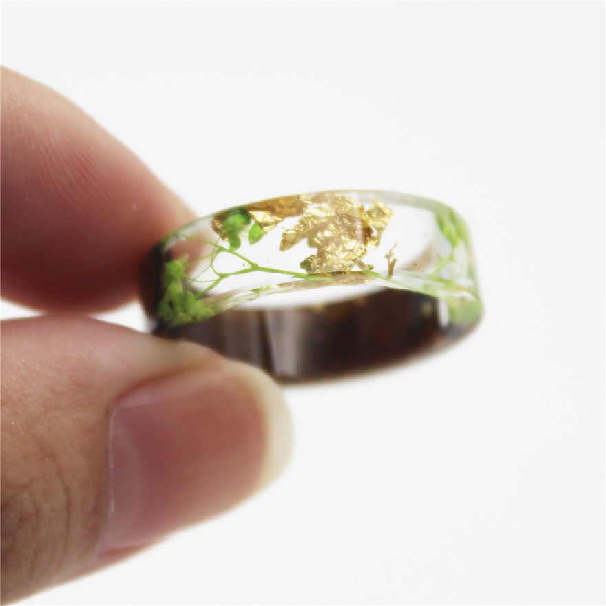 I Decorate Wood Ring With Resin Art Inspired By Landscapes And Flowers