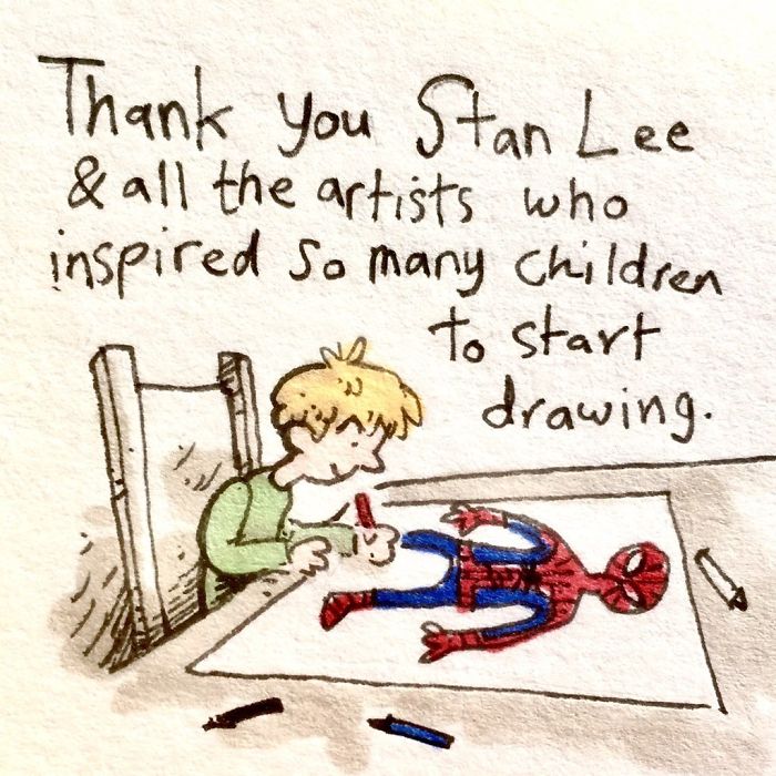Gracias a Stan Lee y a todos los artistas que inspiraron a tantos niños para empezar a dibujar