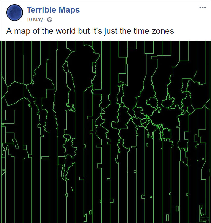A Map Of The World But It’s Just The Time Zones