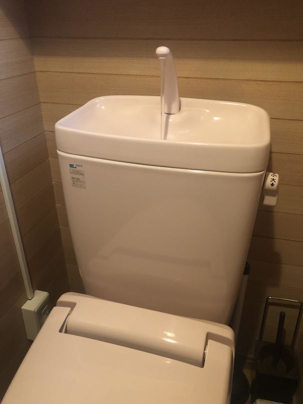 This Japanese Toilet Refills Through A Sink In The Top So You Can Rinse Your Hands And Re-Use The Water