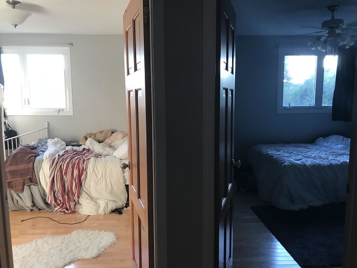 The Difference In Lighting Between My Sister’s Room Vs. My Room At The Exact Same Time Of Day
