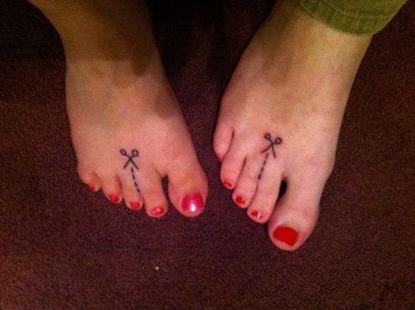 My Wife Discovered That She And My Sister Both Have Syndactyly Connected Toes. They Celebrated Their Similar Trait With New Tattoos